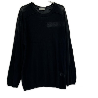 ヨウジヤマモトプールオム 24SS HS-K07-983 ブラック シアーラウンドネック長袖Tシャツ 3