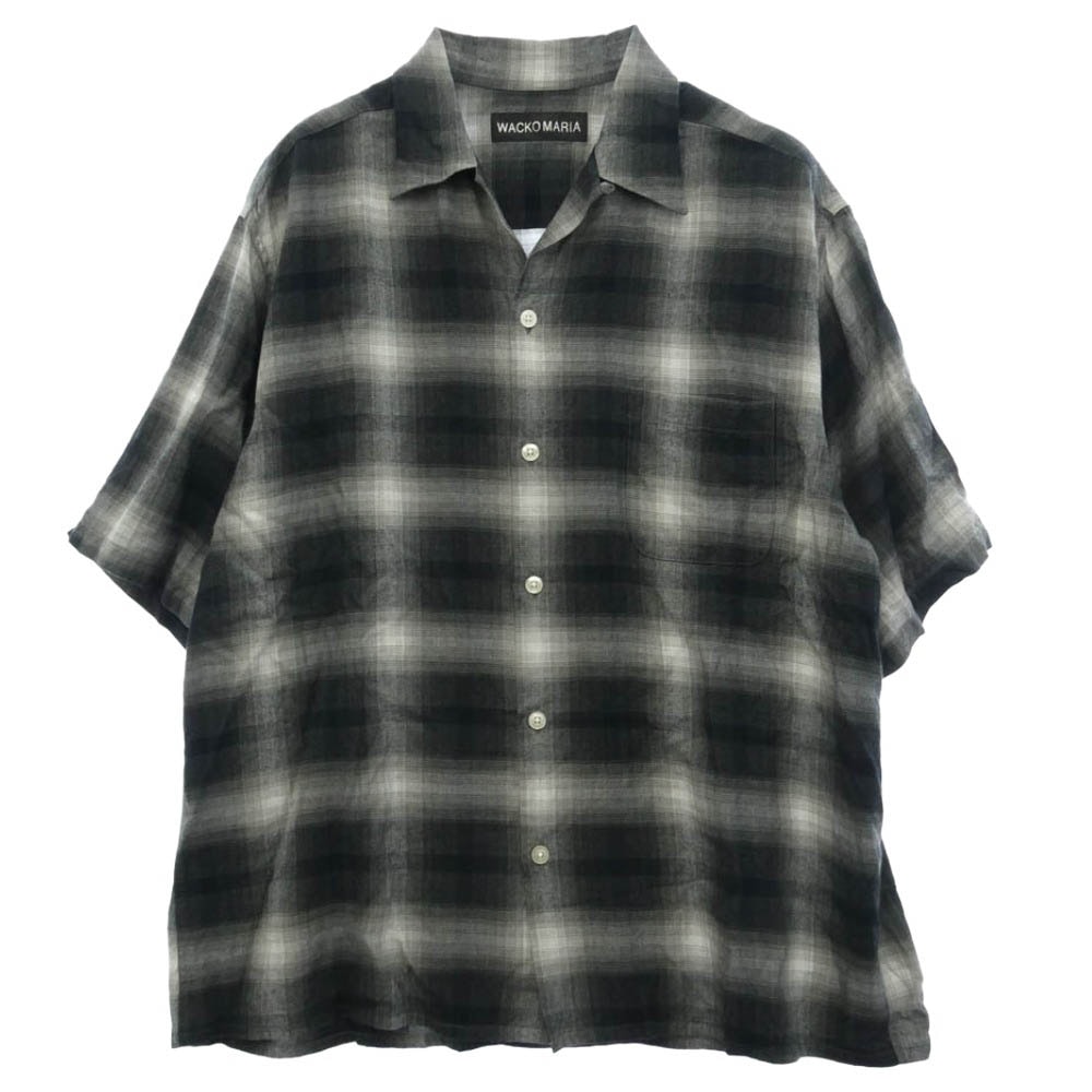 WACKO MARIA ワコマリア 25SS 25SS-WMS-OC03 OMBRE CHECK OPEN COLLAR SHIRT オンブレチェック オープンカラー 半袖シャツ ブラック系 XL【美品】【中古】