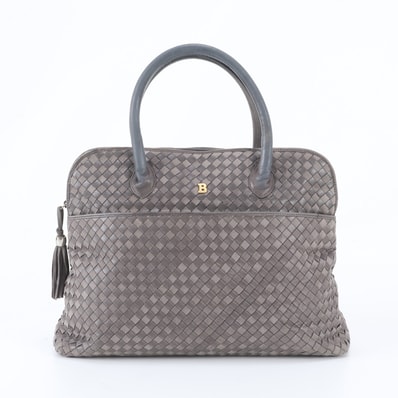 ■美品 バリー 編み込み タッセルハンドバッグ レザー