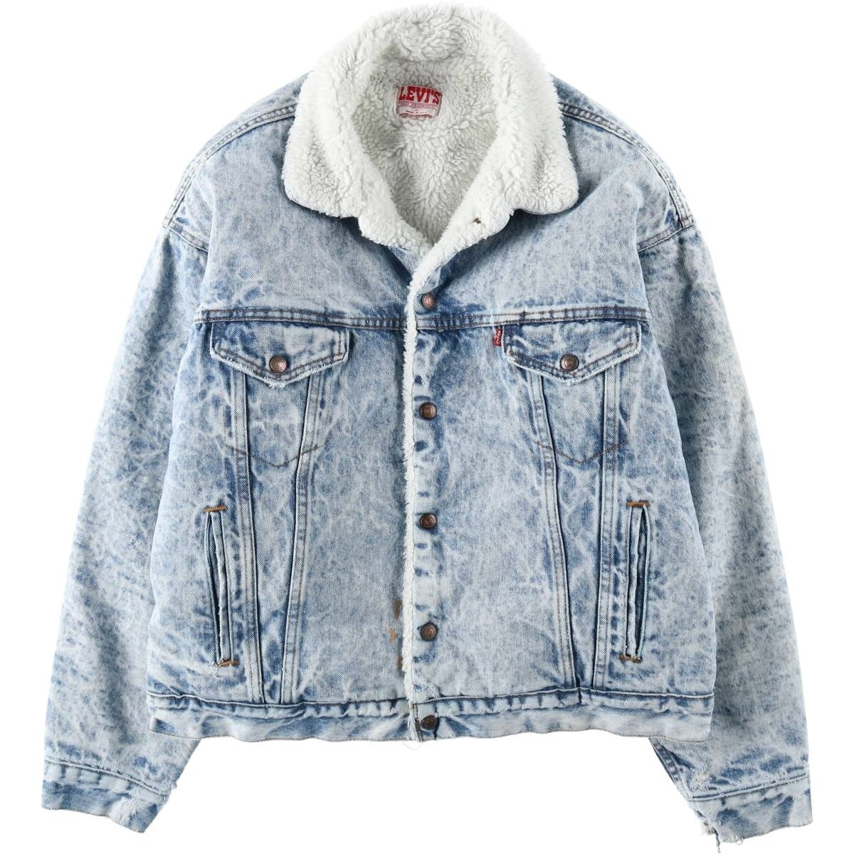 古着 80~90年代 リーバイス Levi's 中綿入り ケミカルウォッシュ デニムボアジャケット USA製 メンズXL相当 ヴィンテージ/eaa632452