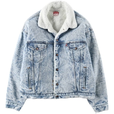 古着 80~90年代 リーバイス Levi's 中綿入り ケミカルウォッシュ デニムボアジャケット USA製 メンズXL相当 ヴィンテージ/eaa632452