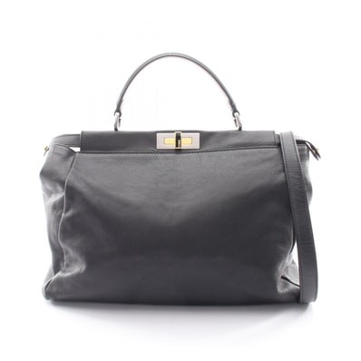 フェンディ FENDI ピーカブー ラージ 2WAY ハンドバッグ バッグ レザー レディース ブラック系 8BN210 【中古】