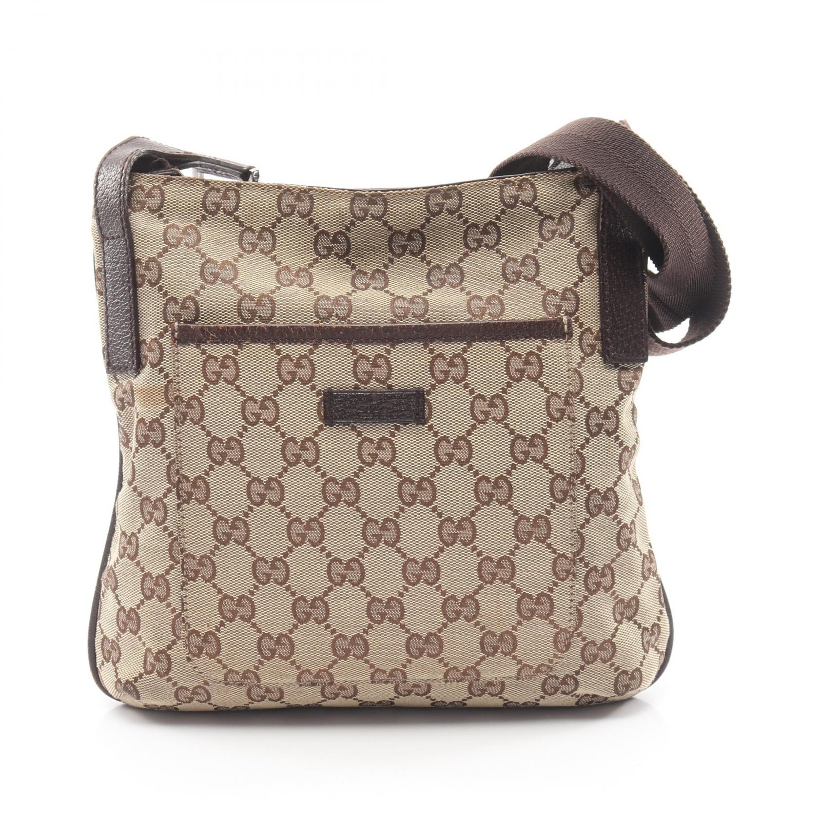 グッチ GUCCI GGキャンバス ショルダーバッグ バッグ キャンバス レザー レディース ベージュ系 / ブラウン系 122793 【中古】