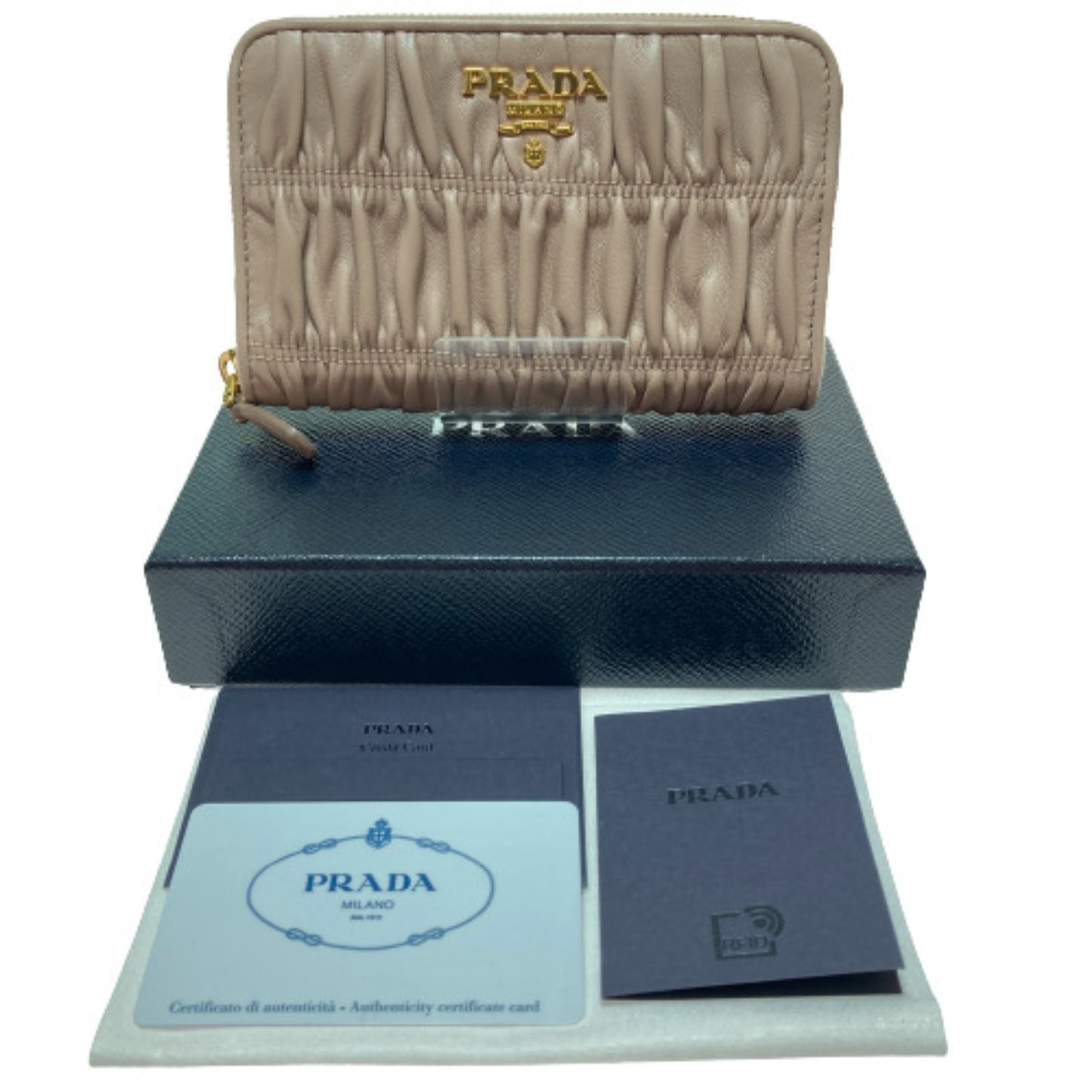 PRADA プラダ 中長財布 PORTAFOGLIO LAMPO 1ML157 ベージュ CIPRIA ラウンドファスナー
