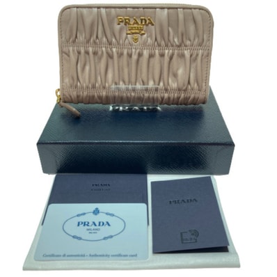 PRADA プラダ 中長財布 PORTAFOGLIO LAMPO 1ML157 ベージュ CIPRIA ラウンドファスナー
