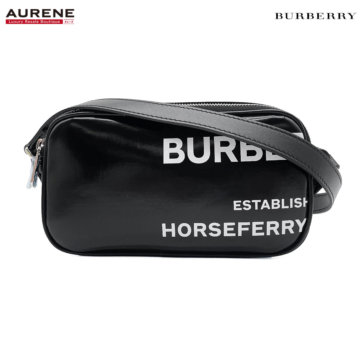 BURBERRY バーバリー ホースフェリー カメラ ショルダーバッグ
 8022339 コーティングキャンバス ブラック ユニセックス
 【中古】