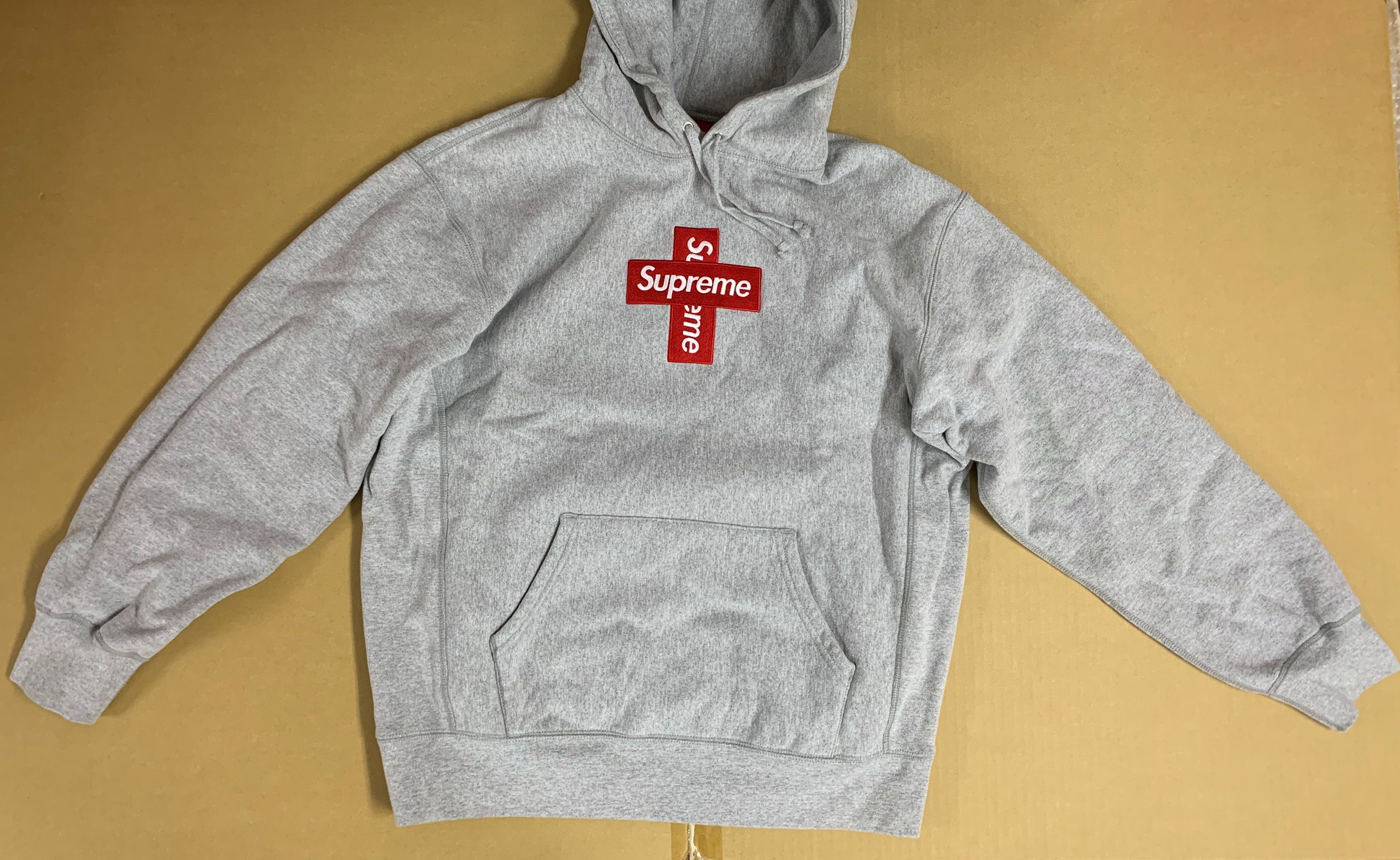 Supreme Cross Box Logo Hooded Sweatshirt "Grey"
