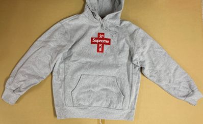 Supreme Cross Box Logo Hooded Sweatshirt "Grey"