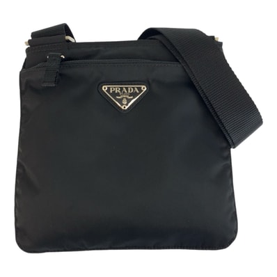 美品 PRADA プラダ テスート 三角ロゴプレート ブラック 黒 シルバー金具 ナイロン ショルダーバッグ ポシェット 603513 【中古】