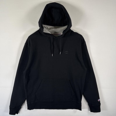 古着 チャンピオン Champion パーカー スウェット フーディ プルオーバー ワンポイントロゴ L ブラック メンズ
