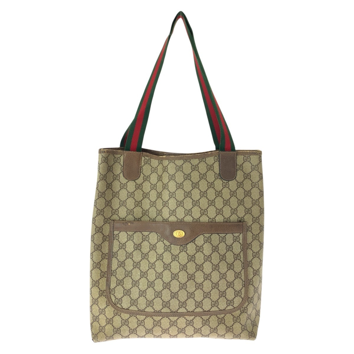 GUCCI グッチ ヴィンテージ オールドグッチ シェリー ブラウン ゴールド金具 PVC レザー/ トートバッグ ショルダーバッグ 1-0292911 【中古】