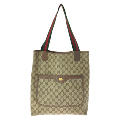 GUCCI グッチ ヴィンテージ オールドグッチ シェリー ブラウン ゴールド金具 PVC レザー/ トートバッグ ショルダーバッグ 1-0292911 【中古】
