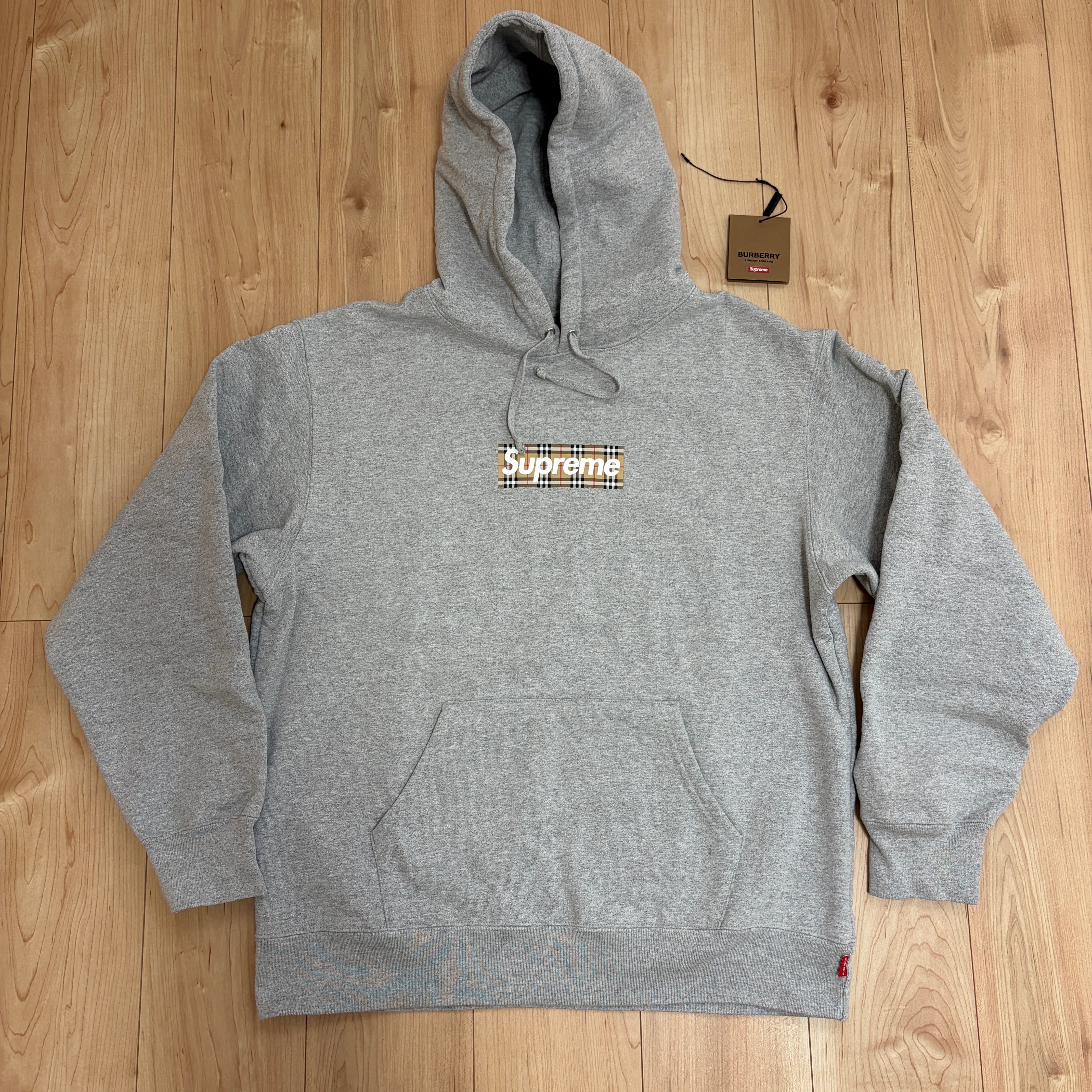 Supreme / Burberry Box Logo Hooded Sweatshirt "Heather Grey"