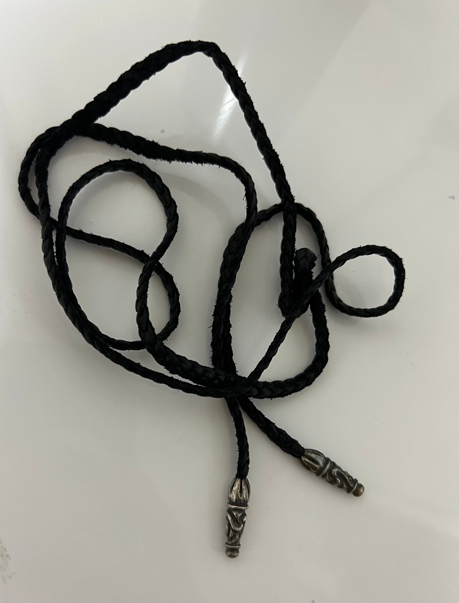 Chrome Hearts Scroll Leather Braid "Black/Silver"