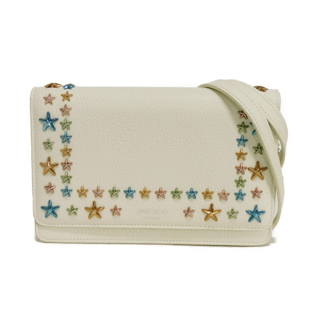 JIMMY CHOO ジミーチュウ パレス チェーンウォレット マグネット コンパートメント カードケース コインケース クロスボディ スター スタッズ マルチカラー アイボリー ショルダーバッグ PALACE UUF 8866