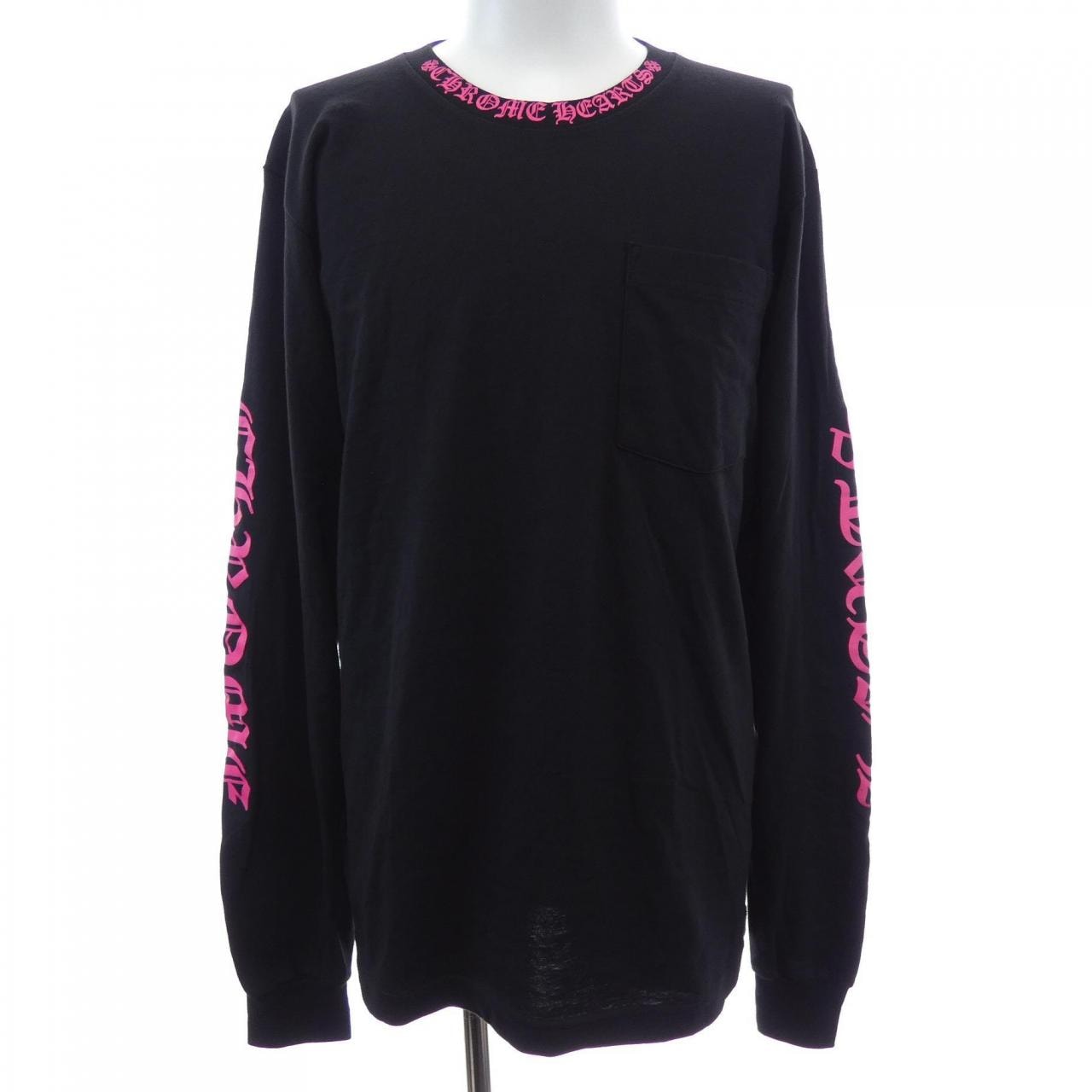 Chrome Hearts Script Neck Logo L/S T-Shirt "Black/Pink"