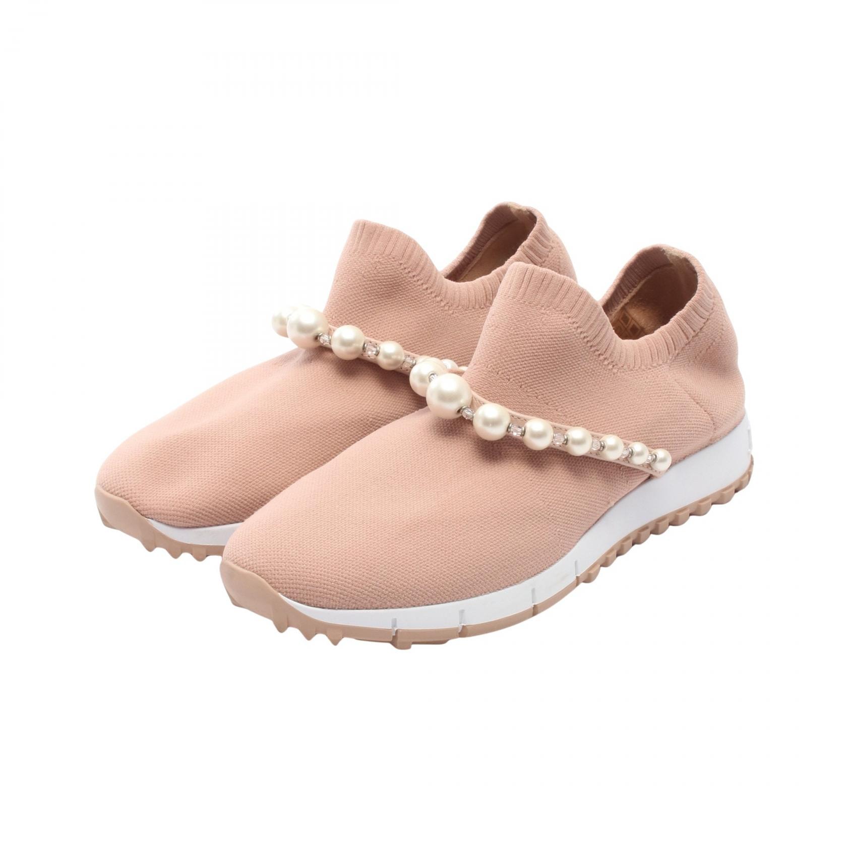 ジミーチュウ JIMMY CHOO VENICE パール スリッポン 靴 ファブリック レディース ピンク系 【中古】