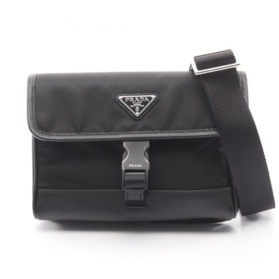 プラダ PRADA RE NYLON TESSUTO+SAFFIANO スマホケース ショルダーバッグ バッグ ナイロン サフィアーノレザー メンズ ブラック系 2ZH1082DMHF0002 【新品】