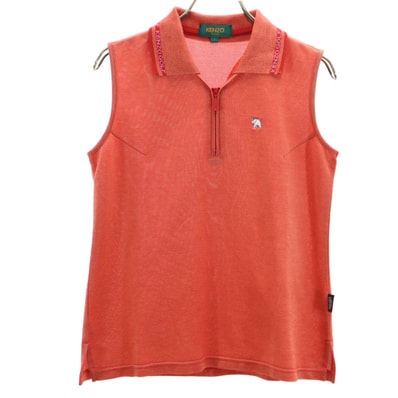 KENZO GOLF ケンゾーゴルフ 90s 日本製 オールド ゴルフ ノースリーブ ポロシャツ 1 オレンジ系