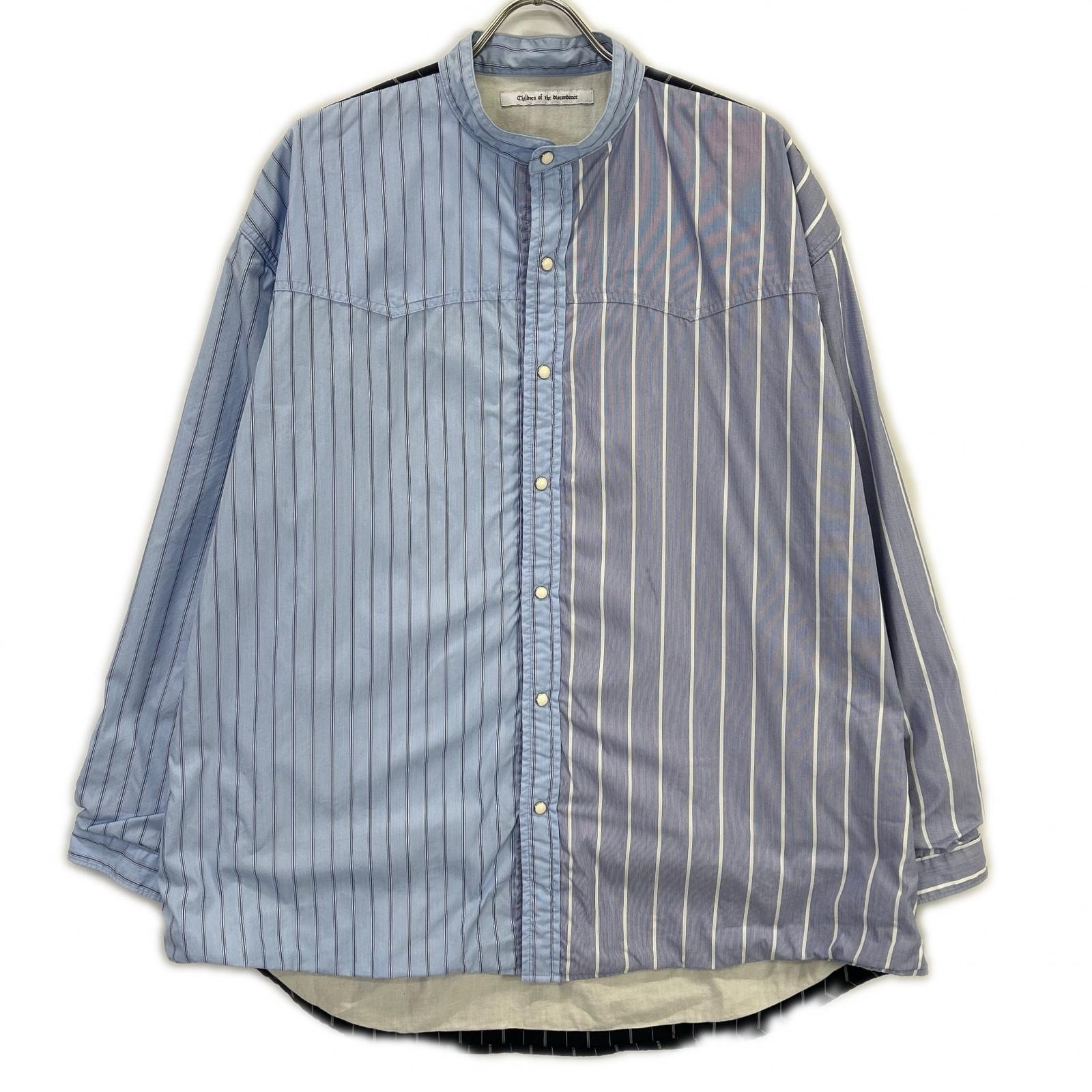 チルドレンオブザディスコーダンス COTDSH-117 ブルー 切り替え ストライプ シャツ 3