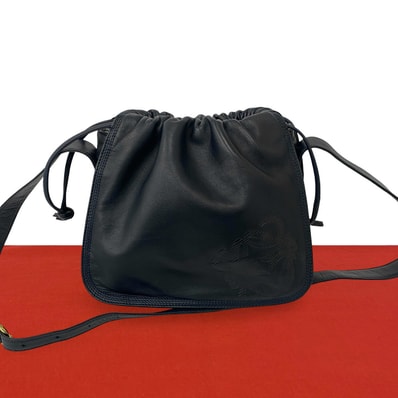 LOEWE ロエベ アナグラム ロゴ レザー ショルダーバッグ ネイビー
32215