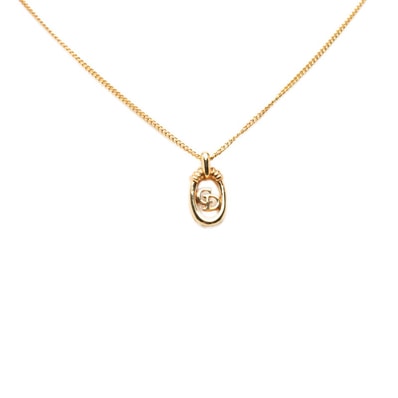 ディオール CDロゴ チェーン ペンダント ネックレス ゴールド メッキ レディース Dior 【中古】
