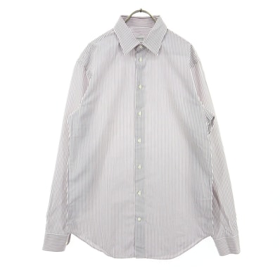 ARMANI アルマーニ ストライプ柄 長袖 コットンシャツ 40 ホワイト系
