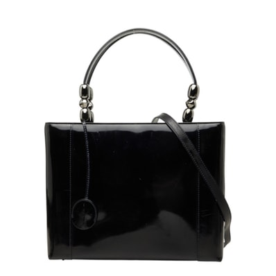 ディオール マリスパール ハンドバッグ ショルダーバッグ 2WAY ネイビー系 パテントレザー レディース Dior 中古