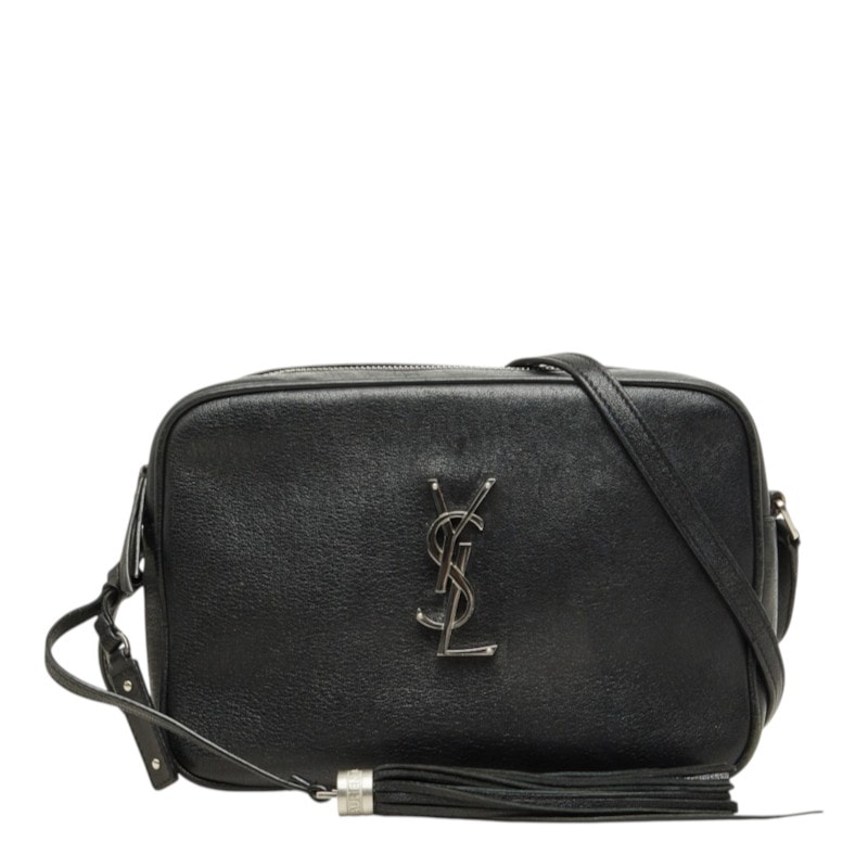サンローラン YSLロゴ ルー カメラバッグ 斜め掛け ショルダーバッグ 574494 ブラック レザー レディース SAINT LAURENT 中古
