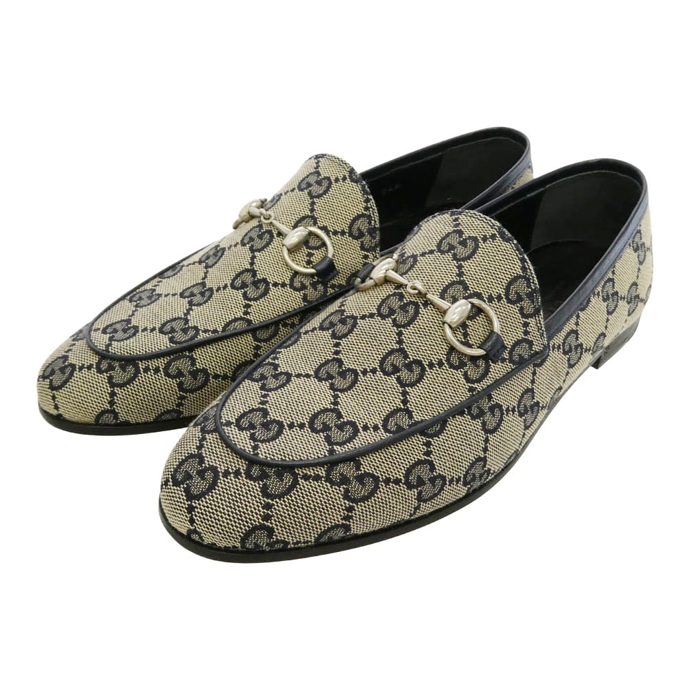 GUCCI グッチ 693213 GGスプリーム キャンバス ホースビット ヨルダーン ウィメンズ  ローファー ネイビー系 36【極上美品】【中古】