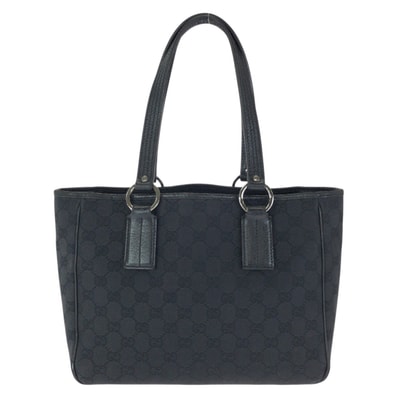 GUCCI グッチ ブラック 黒 シルバー金具 GGキャンバス レザー/ トートバッグ ショルダーバッグ 602118 【中古】