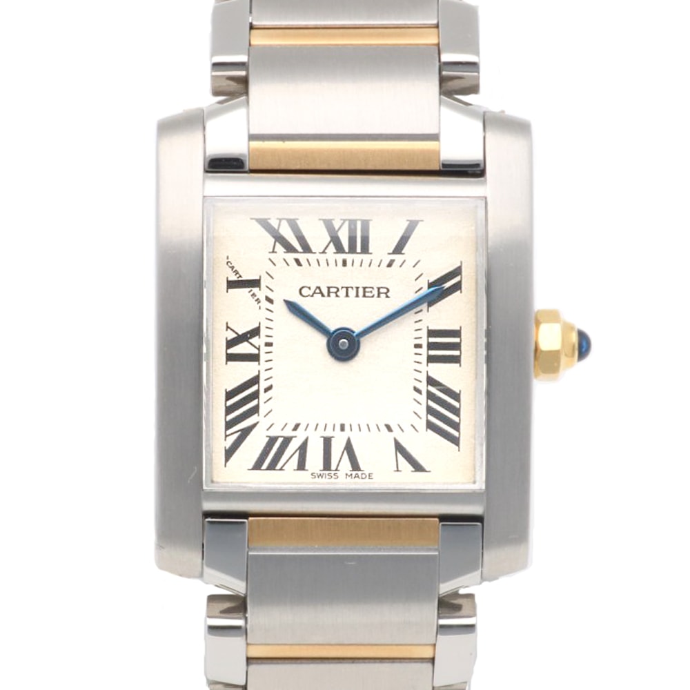 カルティエ タンクフランセーズ SM 腕時計 時計 ステンレススチール 2384 クオーツ 磨き直し済 レディース 1年保証 CARTIER  中古