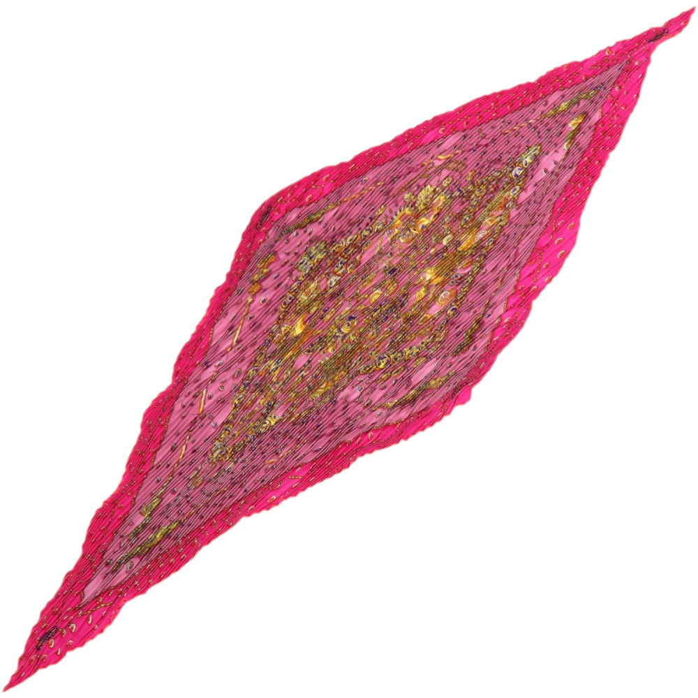 エルメス  ロザンジュ プリーツカレ   シルク  ピンク オレン