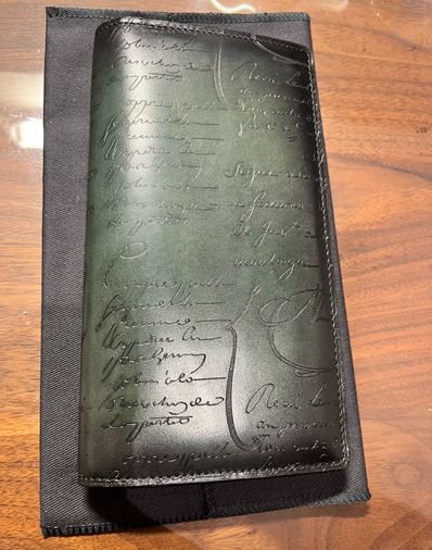 Berluti Santal Scritto Leather Long Wallet "Nero Grigio"