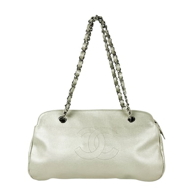シャネル CHANEL ショルダーバッグ キャビアスキンレザー シルバーゴールド シルバー レディース【中古】 z11236