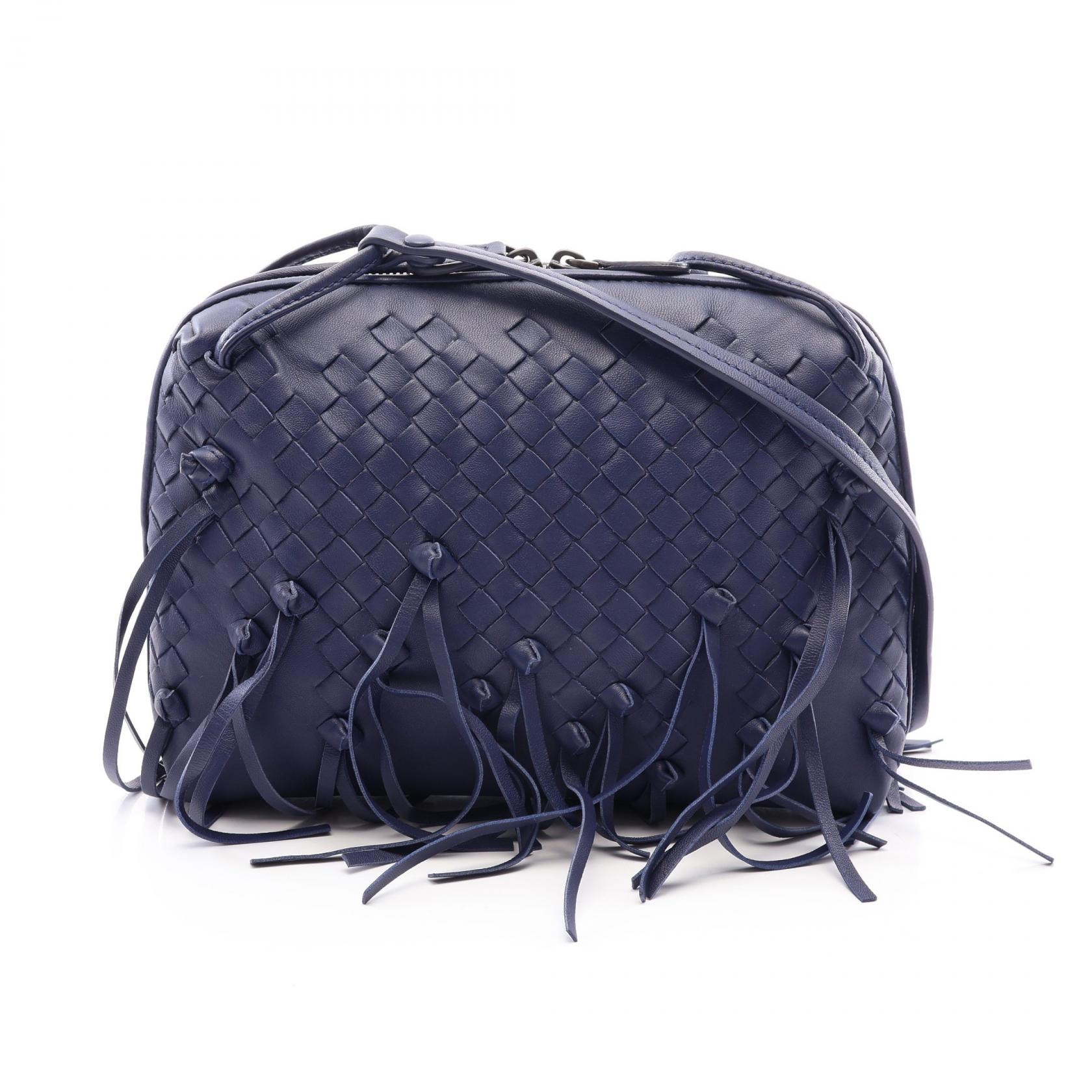 ボッテガヴェネタ BOTTEGA VENETA イントレチャート ショルダーバッグ バッグ レザー レディース ネイビー系 【中古】