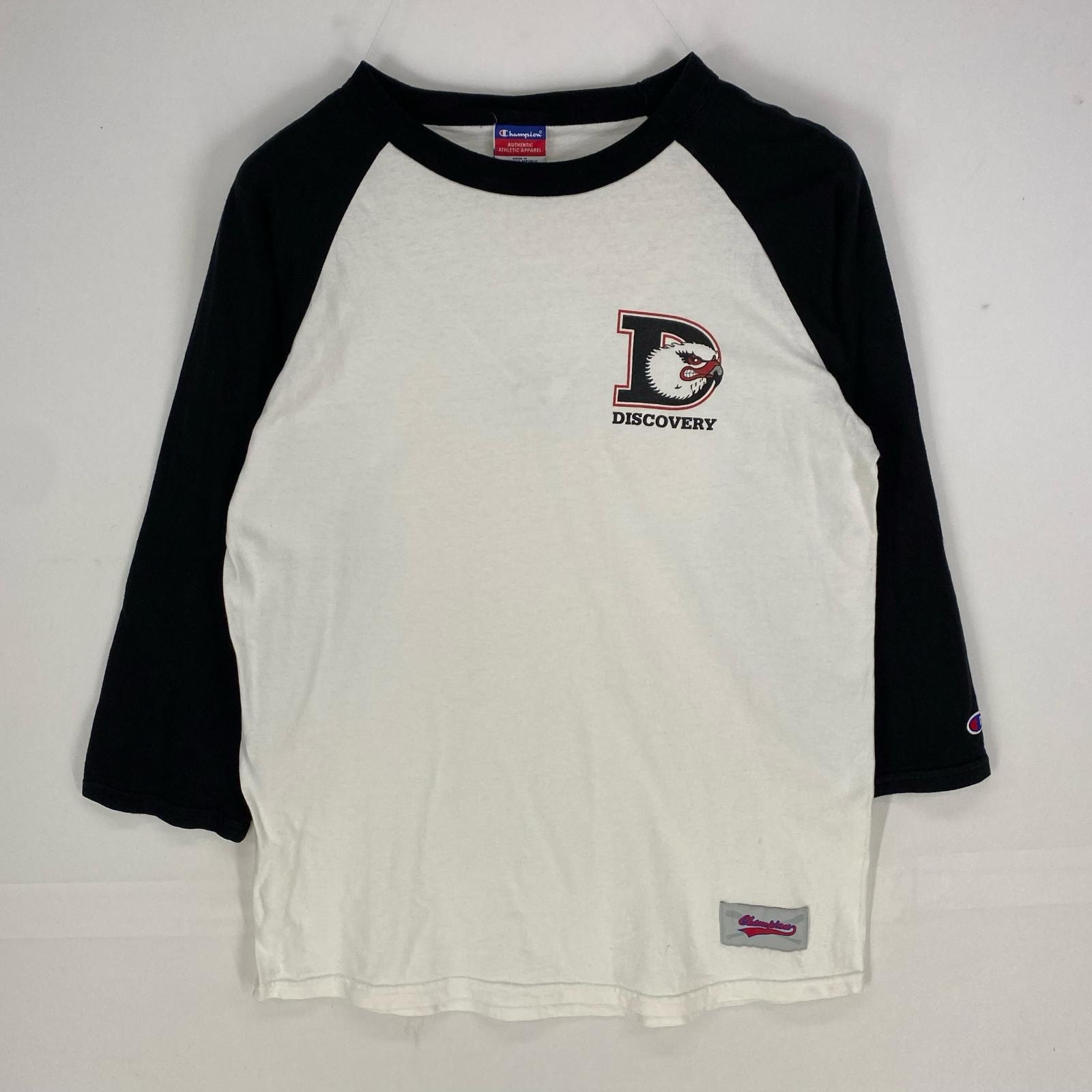 古着 チャンピオン Champion 長袖Tシャツ ラグランスリーブ 7分丈 ロングスリーブ L  ホワイト系 メンズ