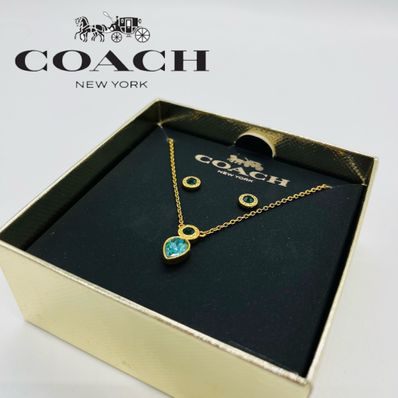 【即日発送】coach コーチ ネックレス 石付き ピアスセット ゴールド
