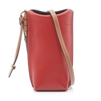 ロエベ LOEWE GATE POCKET ゲートポケット ショルダーバッグ バッグ レザー レディース レッド系 / ブラウン系 【中古】