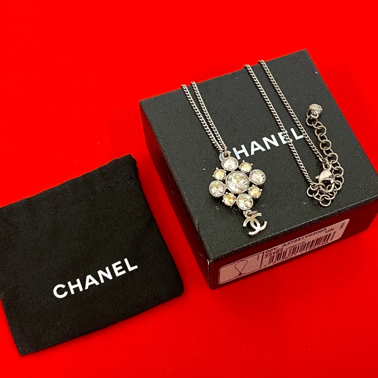 CHANEL シャネル ココマーク モチーフ 合金 ラインストーン ネックレス シルバー
78936