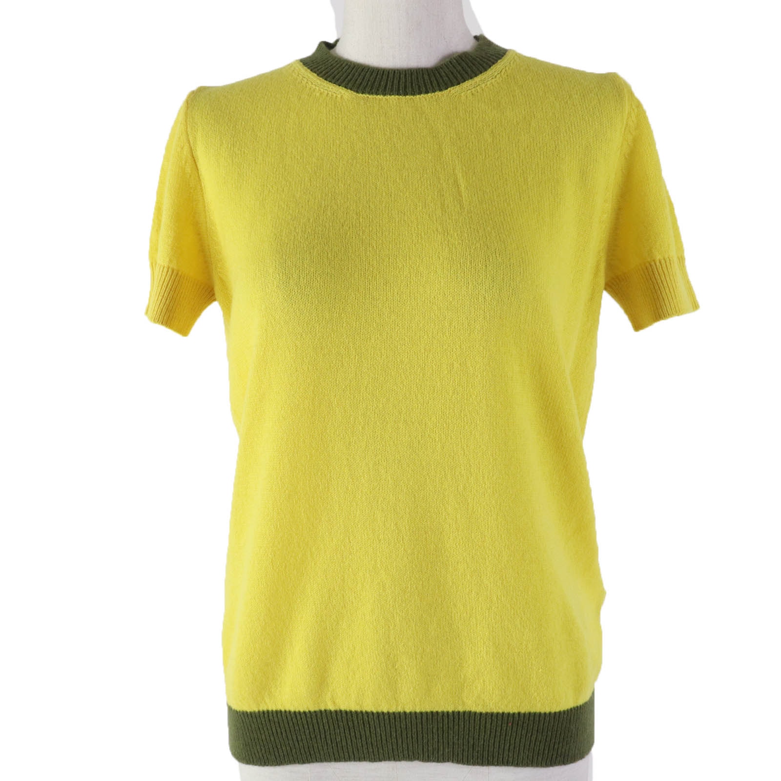 極美品 モンクレール 半袖ニット MAGLIA イエロー カーキ レディース M