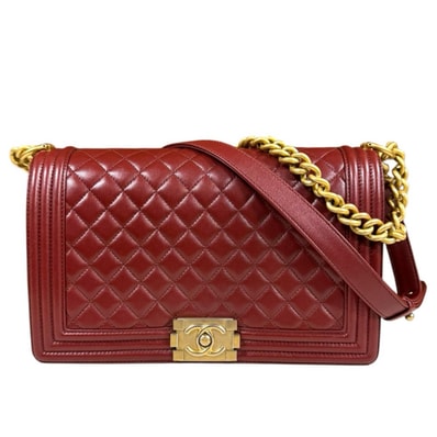 シャネル ボーイシャネル ショルダーバッグ レザー ブラウン レディース CHANEL 中古