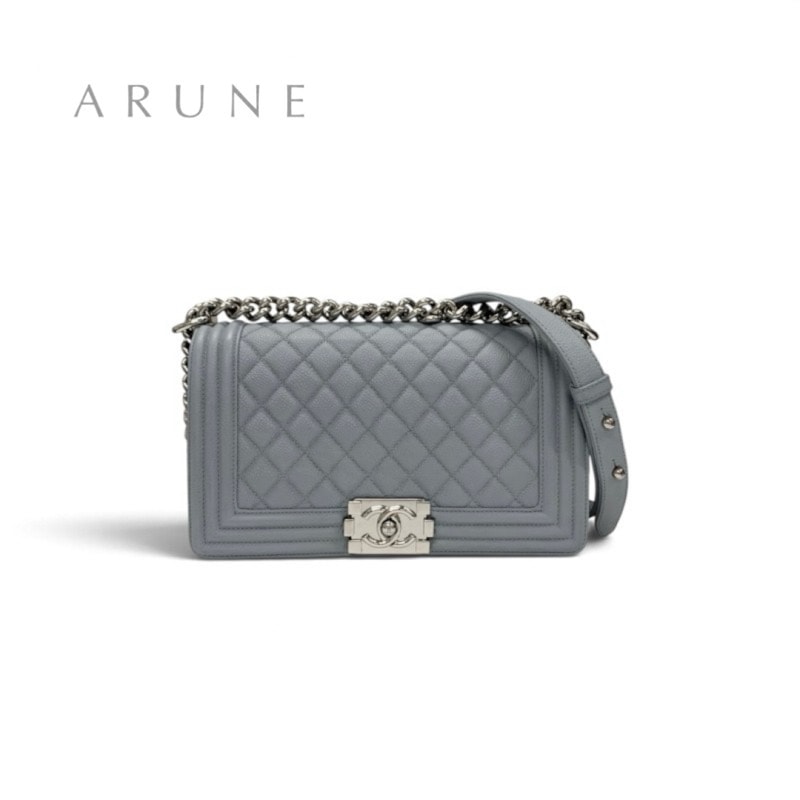 シャネル CHANEL ボーイシャネル25 バッグ ショルダーバッグ ブルー シルバー マトラッセ ココマーク