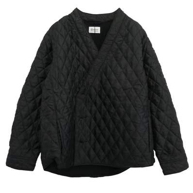 KUON クオン ジャケット 145JK033940 Kimono Collar Quilted Shirket キモノカラー ダブルブレスト キルティング シャツ ジャケット ブラック系 L【極上美品】【中古】