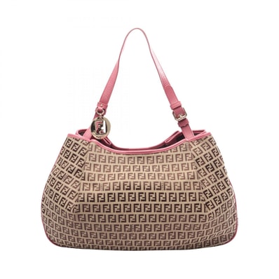 フェンディ FENDI ズッキーノ ショルダーバッグ バッグ キャンバス レザー レディース ベージュ系 / ピンク系 【中古】