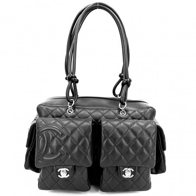 CHANEL シャネル ハンドバッグ カンボンライン マルチポケット マトラッセ ココマーク 肩掛け トートバッグ ラムスキン ブラック 黒 シルバー金具 レディース【中古品】