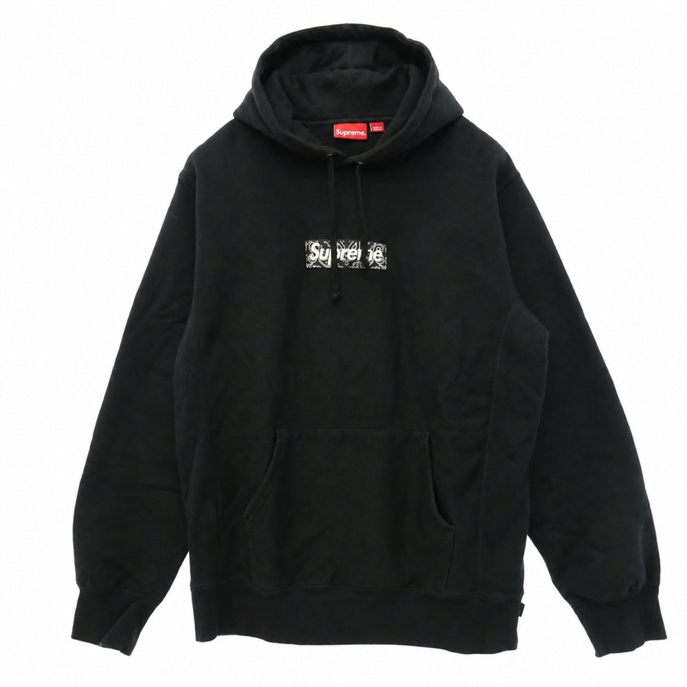 Supreme シュプリーム 19AW Bandana Box Hooded Sweatshirt バンダナ ボックスロゴ プルオーバー パーカー フーディ ブラック系 XL【中古】