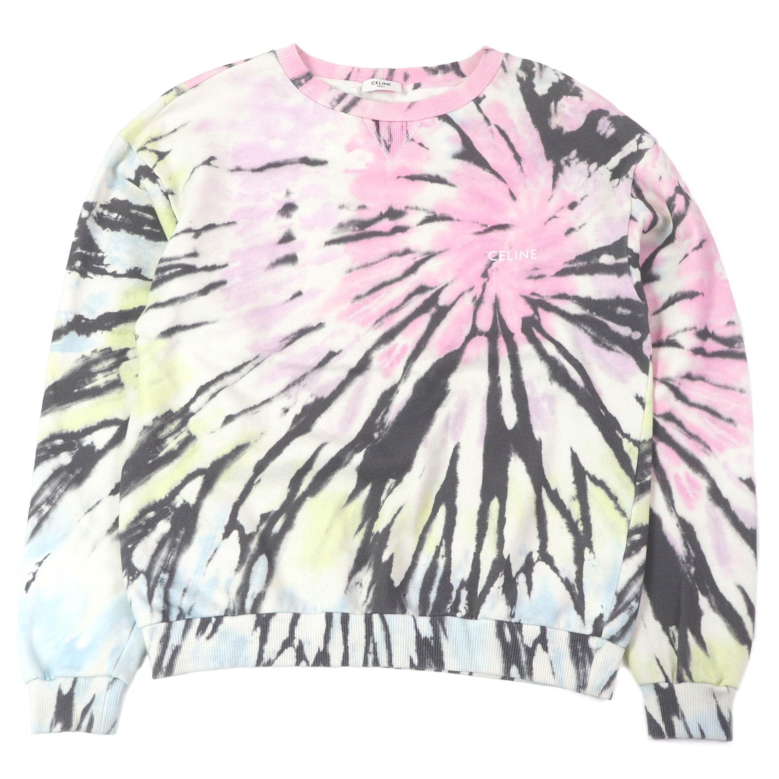 美品 セリーヌ
 スウェット LOOSE TIE DYE SWEAT SHIRT ピンク系 メンズ S 2Y53C647V