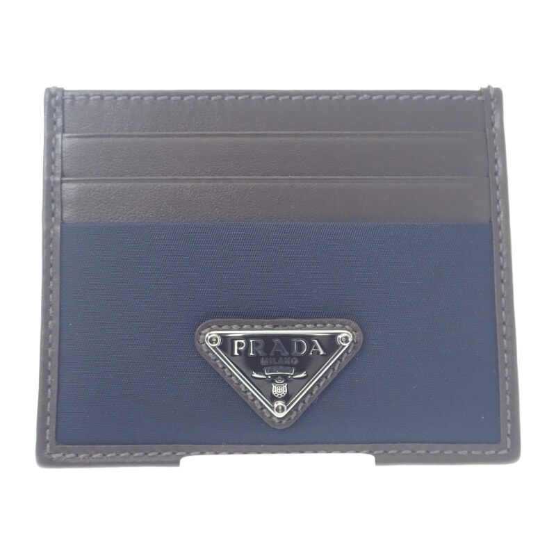 プラダ PRADA Re-Nylon 2MC025_384_F0C1B カードケース ナイロン レザー ネイビー ダークブラウン レディース メンズ【中古】【Aランク】