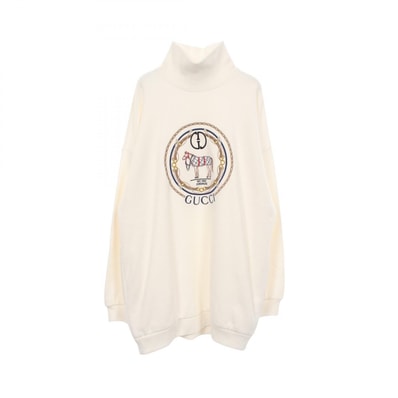 グッチ GUCCI ロゴ 刺繍 スウェット 衣料品 トップス コットン レディース ホワイト系 / ブルー系 / ゴールド系 760367 【中古】